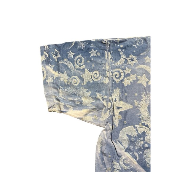 Vtg EZL Sun Moon Stars All Over Print Shirt USA Psychedelic Celestial 90s - Picture 6 of 11